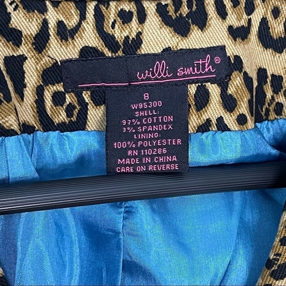 Willi Smith vintage cheetah animal print 3/4 sleeves blazer jacket size 8 - Picture 7 of 9